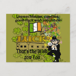 Carte Postale Leprechauns, châteaux, chance et rire