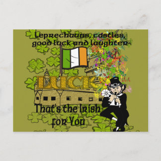 Carte Postale Leprechauns, châteaux, chance et rire