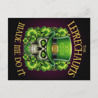 Carte Postale Leprechauns Made Me Do It Skull Shamrock Saint Pat