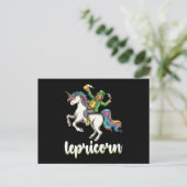 Carte Postale Lepricorn Leprechaun Unicorn St Patrick's Day (Debout devant)