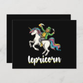 Carte Postale Lepricorn Leprechaun Unicorn St Patrick's Day (Devant / Derrière)