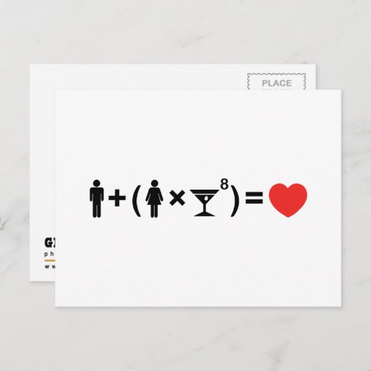 Carte Postale L'équation d'amour pour les femmes (Devant / Derrière)