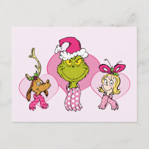 Carte Postale L'équipe du Grinch en portrait rose de la Saint-Va