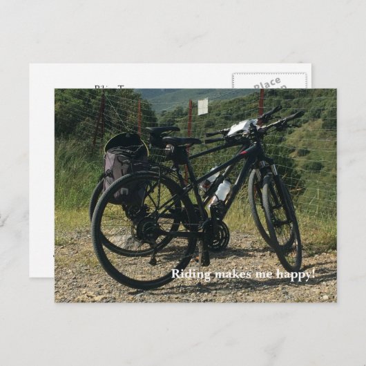 Carte Postale L'Équitation À Vélo Me Rend Heureux (Devant / Derrière)