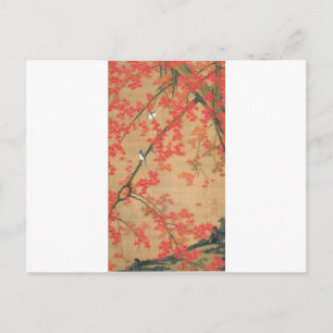 Carte Postale L'érable et les petits oiseaux par Ito Jakuchu