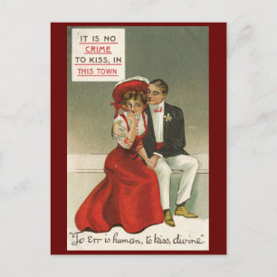 Carte Postale L'erreur est humaine, à embrasser, divine 1909 Vin