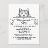 Carte Postale Les 10 commandements de chats amusants (Devant)