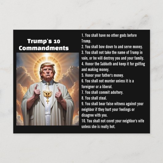 Carte Postale Les 10 commandements de Trump (Devant)