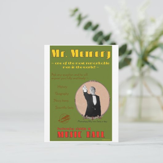 Carte Postale Les 39 étapes : Poster publicitaire pour M. Memory (Debout devant)