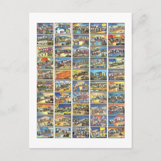 Carte Postale Les 50 États D'Amérique (Devant)