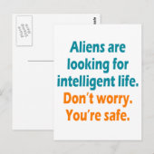 Carte Postale Les Aliens recherchent une vie intelligente (Devant / Derrière)