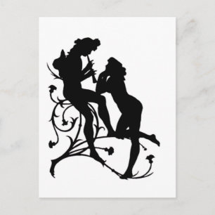Carte Postale Les amateurs de musique Silhouette Couple
