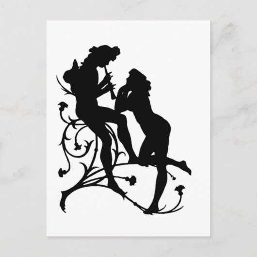 Carte Postale Les amateurs de musique Silhouette Couple (Devant)