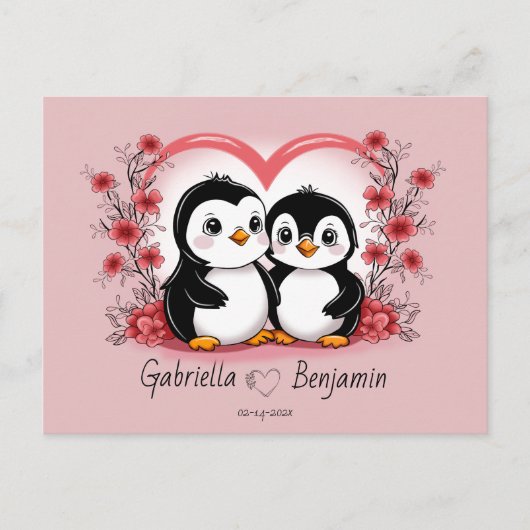 Carte Postale Les amateurs de pingouins en caricature adorent la (Devant)
