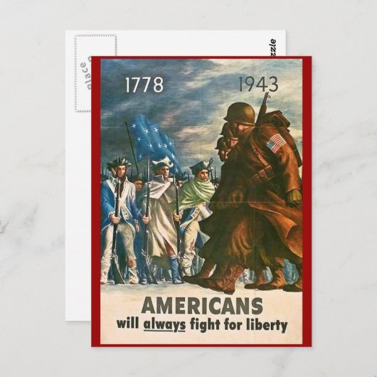 Carte Postale Les Américains combattront toujours pour la libert (Devant / Derrière)