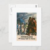 Carte Postale Les Américains lutteront toujours pour la liberté (Devant / Derrière)