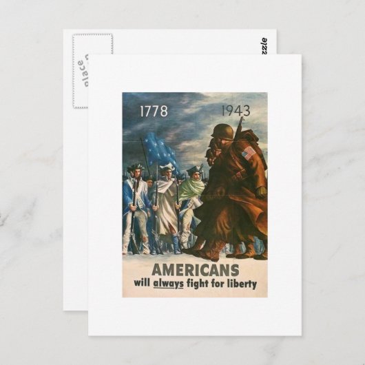 Carte Postale Les Américains lutteront toujours pour la liberté (Devant / Derrière)