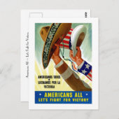 Carte Postale Les Américains tous ~ Luttons pour la victoire (Devant / Derrière)