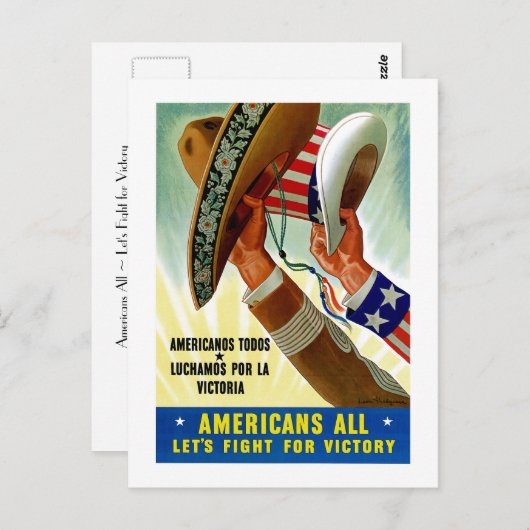 Carte Postale Les Américains tous ~ Luttons pour la victoire (Devant / Derrière)