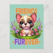 Carte Postale Les amis Furever jeu de mots. Chien de chiot de Bu (Devant)
