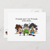Carte Postale Les amis ne laissent pas les amis vin seuls (Devant / Derrière)