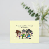 Carte Postale Les amis ne laissent pas les amis vin seuls (Debout devant)