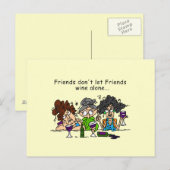 Carte Postale Les amis ne laissent pas les amis vin seuls (Devant / Derrière)