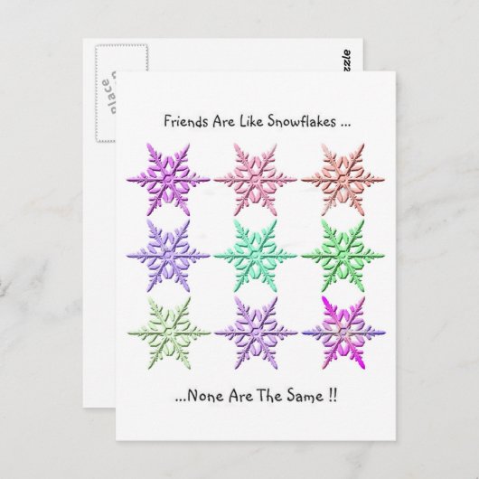 Carte Postale Les Amis Sont Comme Des Snowflakes. (Devant / Derrière)