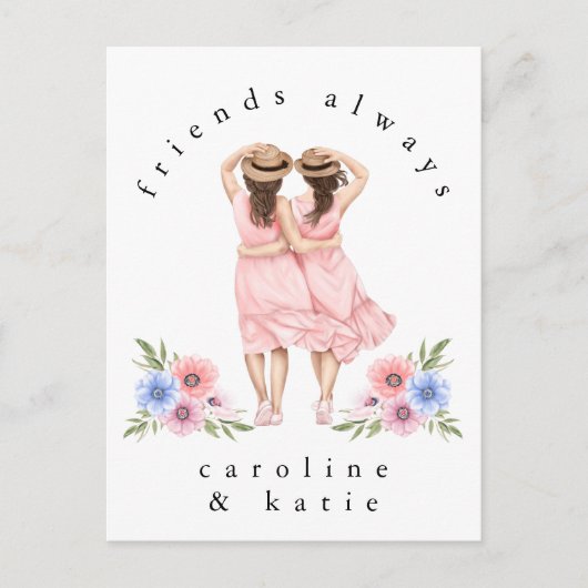 Carte Postale Les Amis Toujours Les Filles Illustration Citation (Devant)