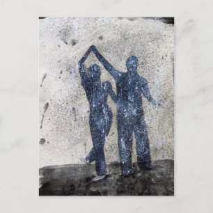 Carte Postale Les amoureux dansant sous la pluie