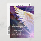 Carte Postale Les Anges Marchent Avec Toi Citation D'aile D'ange (Devant / Derrière)
