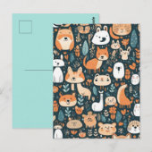 Carte Postale Les animaux adorables design vert décor (Devant / Derrière)