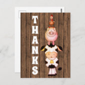 Carte Postale Les animaux de ferme mignons sur le bois de grange (Devant / Derrière)