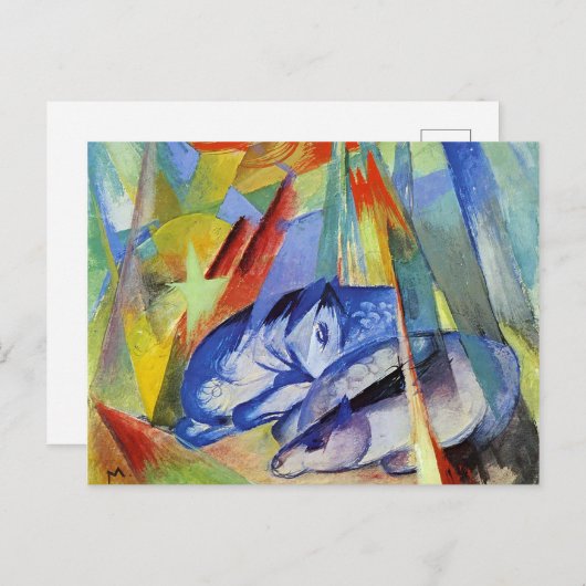 Carte Postale Les animaux endormis par Franz Marc (Devant / Derrière)