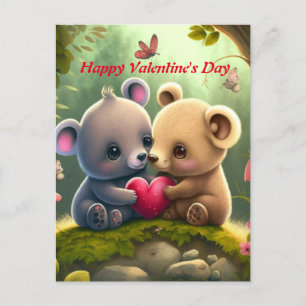 Carte Postale Les animaux mignons en amour