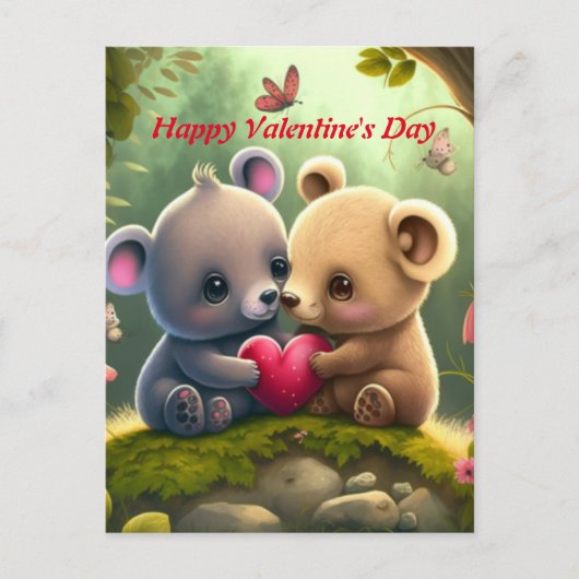 Carte Postale Les animaux mignons en amour (Devant)