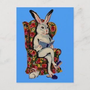 Carte Postale Les années 1950 assis gros lapin lit l'histoire à