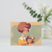 Carte postale les années 70 mère et fille (Debout devant)