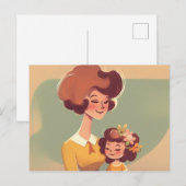 Carte postale les années 70 mère et fille (Devant / Derrière)