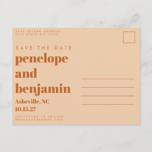 Carte Postale les années 70 rétro super Design en Mariage Brown (Dos)