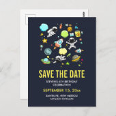 Carte Postale Les astronautes et les roquettes de l'espace extra (Devant / Derrière)