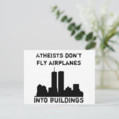 Carte Postale Les athées ne volent pas d'avion dans les bâtiment (Debout devant)