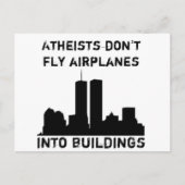 Carte Postale Les athées ne volent pas d'avion dans les bâtiment (Devant)