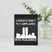 Carte Postale Les athées ne volent pas d'avion dans les bâtiment (Debout devant)