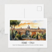 Carte Postale Les attractions touristiques de Rome L'aquarelle d (Devant / Derrière)