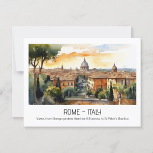 Carte Postale Les attractions touristiques de Rome L'aquarelle d