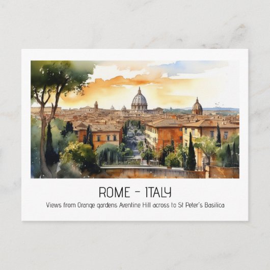 Carte Postale Les attractions touristiques de Rome L'aquarelle d (Devant)