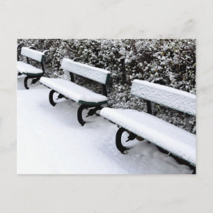 Carte Postale Les bancs du parc d'hiver