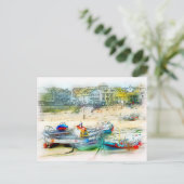 CARTE POSTALE LES BATEAUX COMME PEINTURE (Debout devant)