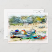 CARTE POSTALE LES BATEAUX COMME PEINTURE (Devant / Derrière)